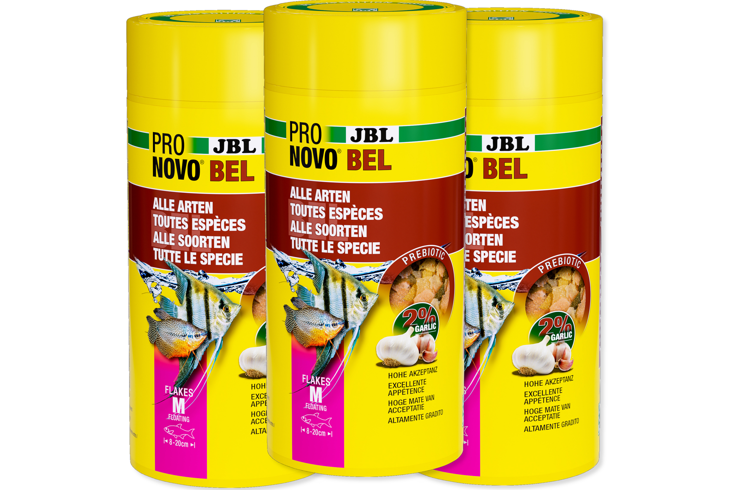 Drei Dosen JBL ProNovoBel Flakes M Fischfutter